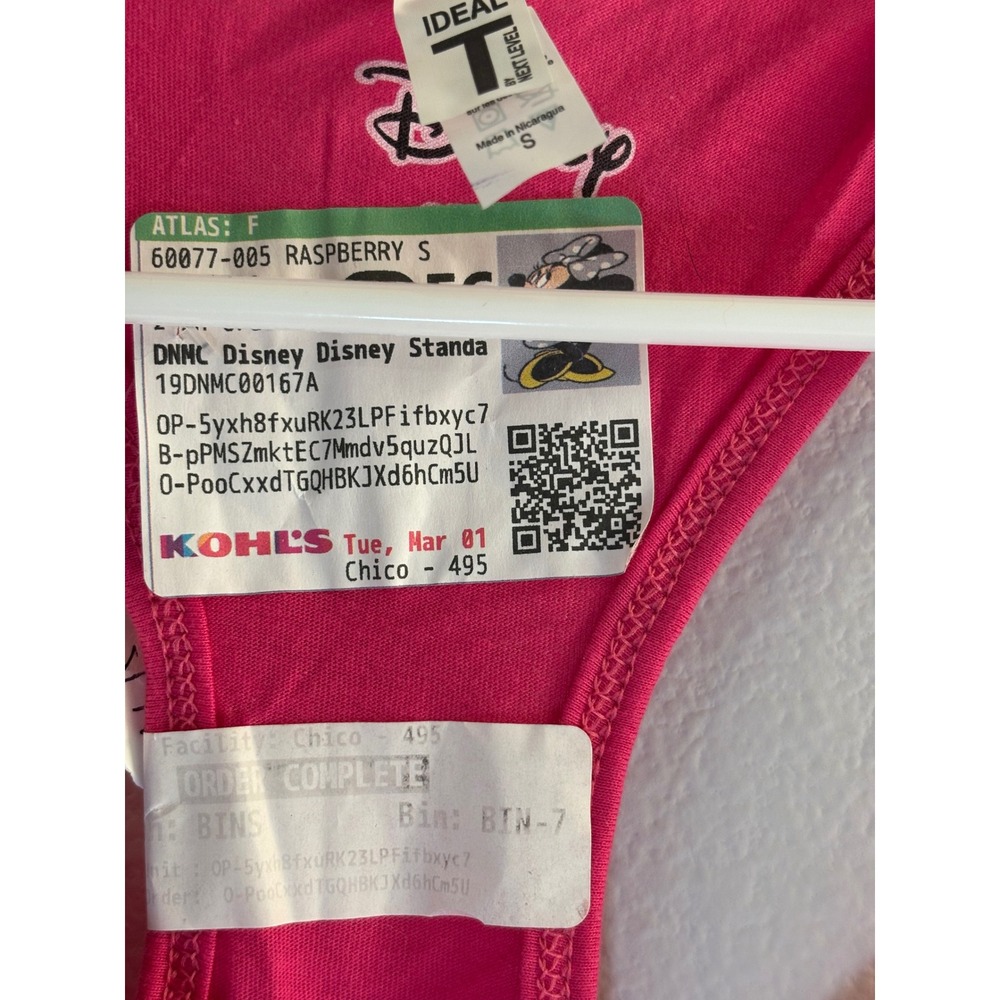 Disney Minnie Mouse Racerback Graphic Tank Top Raspberry Pink Small - Picture 5 of 5